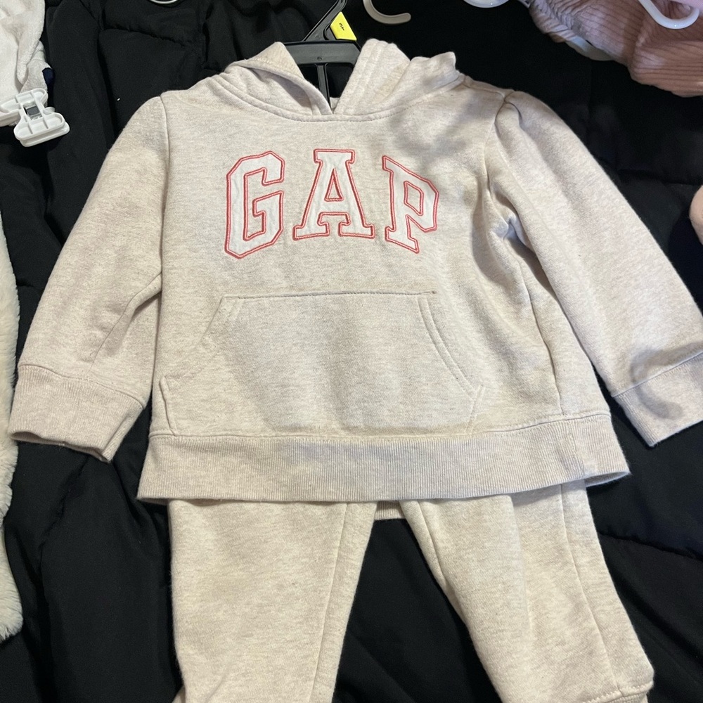 GAP Infant Hoodie and Jogger Set in Soft Pink